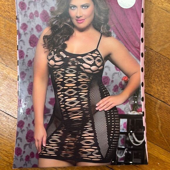 Seven ‘Til Midnight Plus Size Mix It Up Seamless Dress Ones Size QUEEN Black NIB - Picture 3 of 5